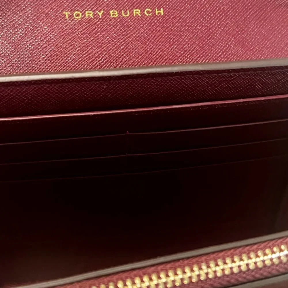 Tory Burch Emerson Chain Wallet Leather Cross Body Bag in Claret NWT - Picture 8 of 9